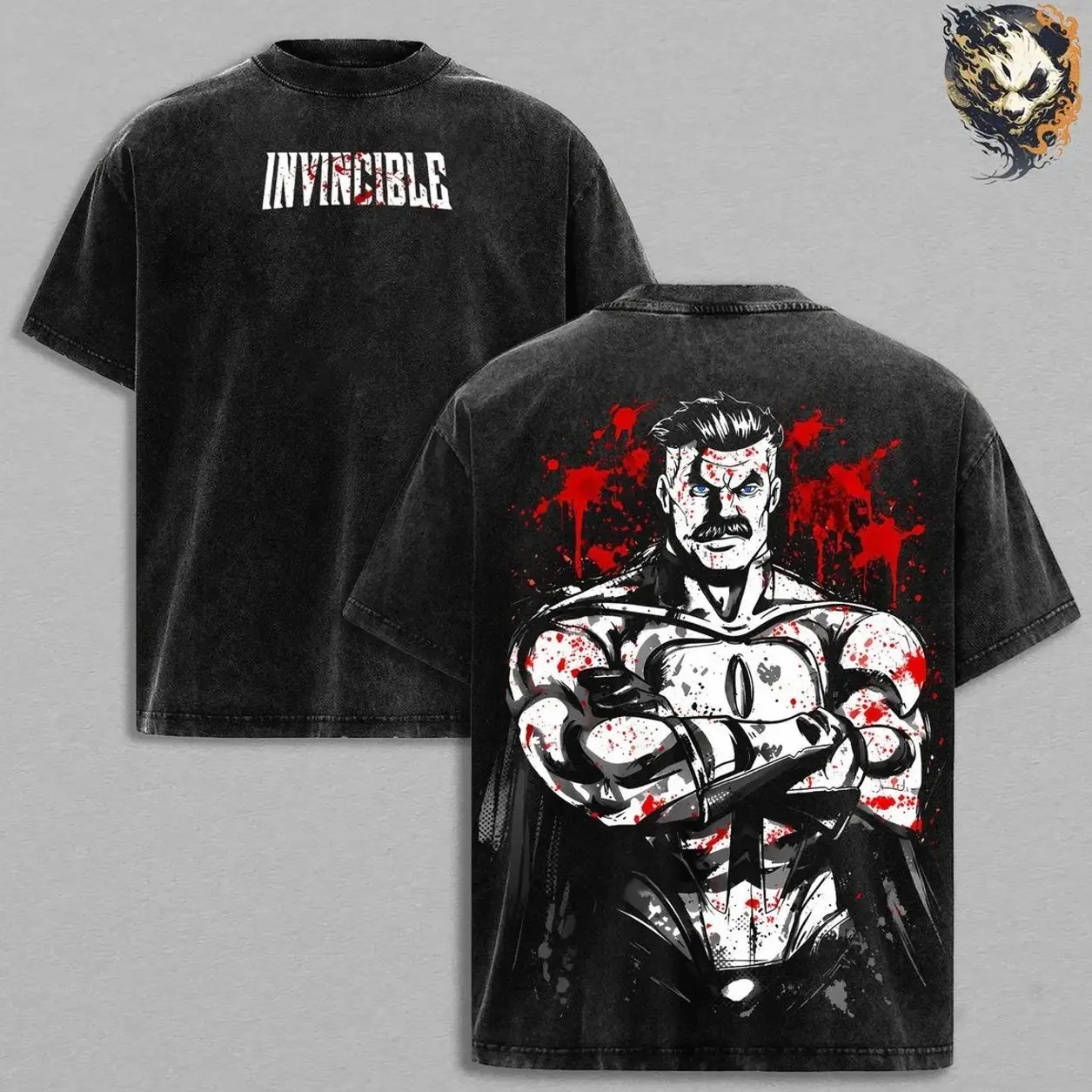 Omni Man Washed Tee – Invincible Superhero T-Shirt, Viltrumite Warrior Father Nolan Grayson Protector Turned Conqueror Ruthless Strength Moral Conflict Legacy Dark Hero Vintage Streetwear WJJ