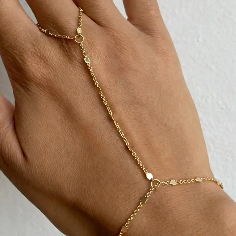 1 PC Elegant Finger Chain Bracelets Stainless Steel Stackable Design Cuff Bracelets For Women & Girls Bride Wedding Engagement Party Jewelry Mother's Day Gift Fashion Bracelets Elegant Minimalist Bangle Link Chain Bracelet Adjustable Bracelets