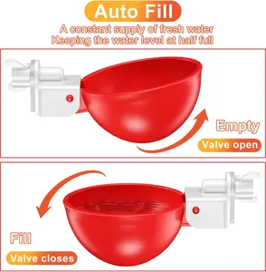 Chicken Waterer Cups, 9 Pack Automatic DIY Chicken Water Bowl with 3/8'' Hole Saw for Bucket, Trough - Poultry Drinking Valve, Easy Install