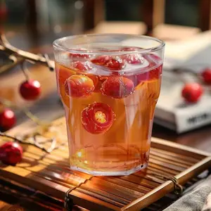 7pcs Transparent Water Jug Set, Stainless Steel & Wooden Lids, 6 Clear Cups for Juice, Milk, Cold & Hot Beverages, Kitchen Utensils