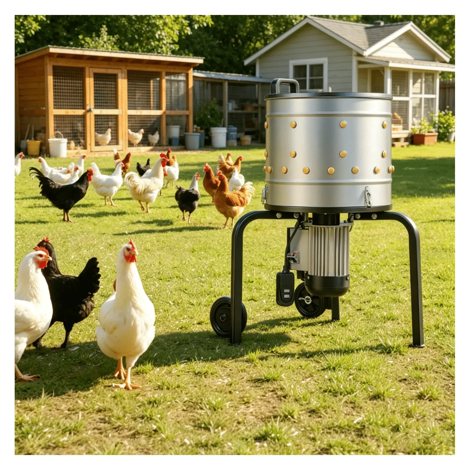 Stainless Steel Chicken Plucker Machine - 550W Farm Poultry Plucker - 14 Inches Drum Diameter - Fast, Efficient - for Chickens, Ducks - Easy Clean - Outdoor Use