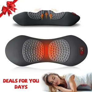 【DealsForYouDays】Rechargeable lumbar massager, electric lumbar support pillow, height adjustable, suitable for beds and chairs, with back massage and heating function (black)