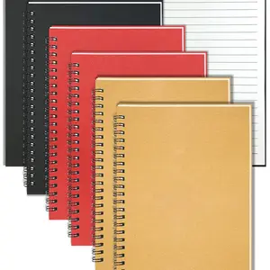 6-Pack A5 Spiral Notebook Set, Leather Cover Journal, Ideal for Students and Office Use, Office Stationery Supplies, Perfect for Classrooms and Writing Tasks