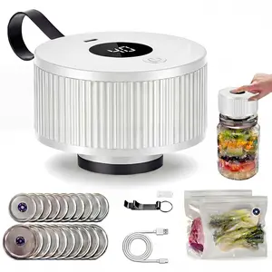 Upgraded 3-in-1 Electric Mason Jar Vacuum Sealer Kit for Jars, Bags, Food Savers & Containers | Auto-Stop Jar Sealer with 4-Hours Battery Life & One-Handed Operation for Dry Foods, Jams & Leftovers​