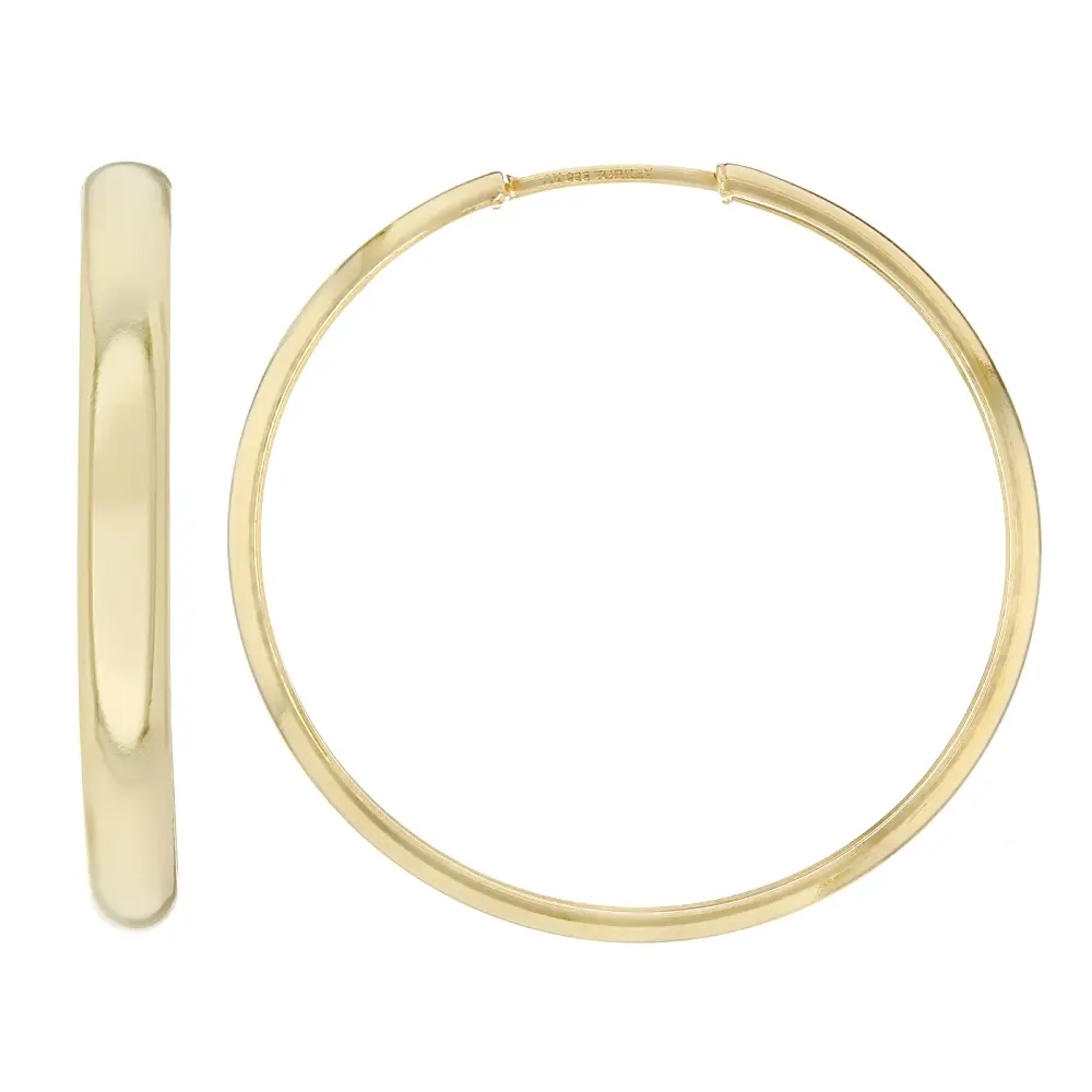 JTV 18k Yellow Gold Over Sterling Silver 1.25" High Polished Hoop Earrings