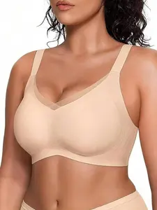 FZ-1/2PCS EssElegance Women‘s Wirefree Full Coverage Bra with No Underwire & Jelly Padding, Buttery-Soft Comfort for All-Day Ease