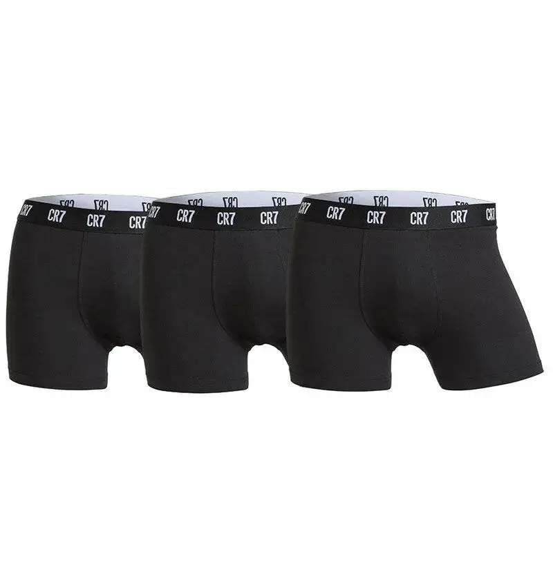 Cristiano Ronaldo CR7 Basic 3-Pack Trunk Boxer Briefs Underwear in Black | Men's