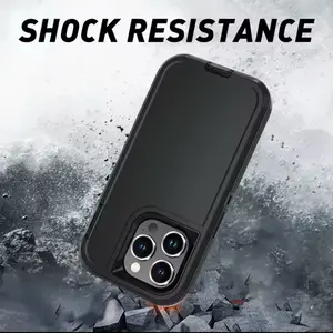 Heavy Duty Shockproof Black Phone Case for iPhone 16 Plus - Rugged Protection Cover