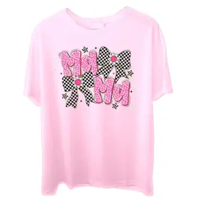 Pink Mama Floral Coquette Unisex T-Shirt Preppy Mothers Day Unisex T-Shirt Retro Checker Bow  Trendy Leopard Mom