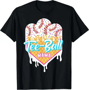 Tee Ball Mom Tball Mama Ice Cream Drip Sweet Teeball T-Shirt - Cotton Fabric Youth Boys Girl T-shirt