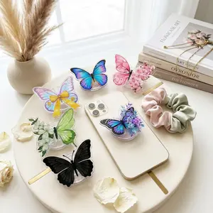 Watercolor Butterfly Floral Magnetic Phone Grip, Aesthetic Colorful Flowers Magsafe Kickstand, Trendy Retro Garden Gift, Design Style Decor