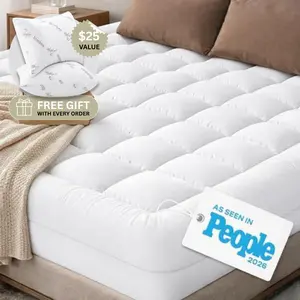 Niagara Cloud-Like 100% Cotton Mattress Topper – Breathable & Cooling Pillow Top for Hot Sleepers, White