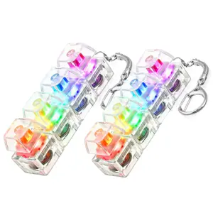 4-in-1 Keyboard Adult Fidget Clicker Toy with LED Light Keychain Cube Mechanical Key Button Clicker Stress Relief Gift for Office Home Pass Time