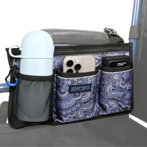 ZHCHG Wheelchair Side Bag, Wheelchair Armrest Pouch Accessories with Cup Holder, Storage Bag for Walker, Rollator, Electric Scooter Wheelchairs, Ideal Gift for Mother's Day & Father's Day (Navy)