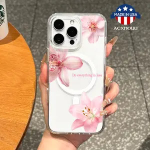 Girly Magnetic Case for iPhone11/12/13/14/15/16/promax, Flowers' Love Ripples MagSafe Ready, Slim Fit, Drop-Proof | Perfect for Soft Girl Aesthetic