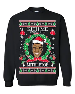 Blacklyly Mike Tyson Kith Me Under The Mithletoe Ugly Christmas Sweater Sweatshirt Unisex Sweatshirt Sweater Casual Comfort Long Sleeve Tops Sweatshirts