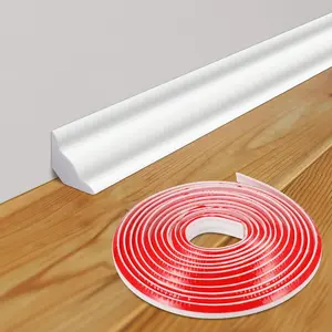 16.4 ft x 1/2 Inch Peel and Stick Baseboard Molding Trim Self-Wall Base Moulding Trim Quarter Round Strip TPE for Protector Edges Countertop