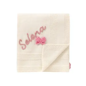 Mimixiong Custom Style OEM/ODM Customized Baby Name Baby Knitted Blanket OEKO-TEX Certified Newborn Swaddle Wrap with Personalized Logo Portable Outdoor Cushion for Cozy Travel