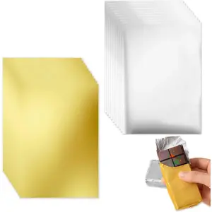 200 Pieces 7.5 x 6 inches Chocolate Foil Wrappers, Gold Aluminum Foil Candy Wrappers, Candy Bar Wrappers for Chocolate, Chocolate Bar Wrappers, Chocolate Wrappers (Gold, Silver)