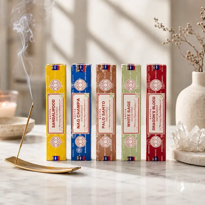 FIMENESS Satya Incense Sticks - 12 Sticks (15gm) per Box - Aromatic Scents for Success Good Luck, Protection & More - Various Aromatic Options