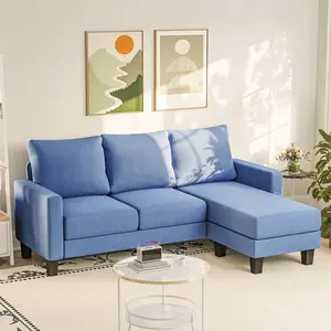 L-Shaped Sofa, Convertible Combination Couch, Soft Seat With Reversible Toffee Chair, Small Space Sofa For Living Rooms, Apartments And Offices