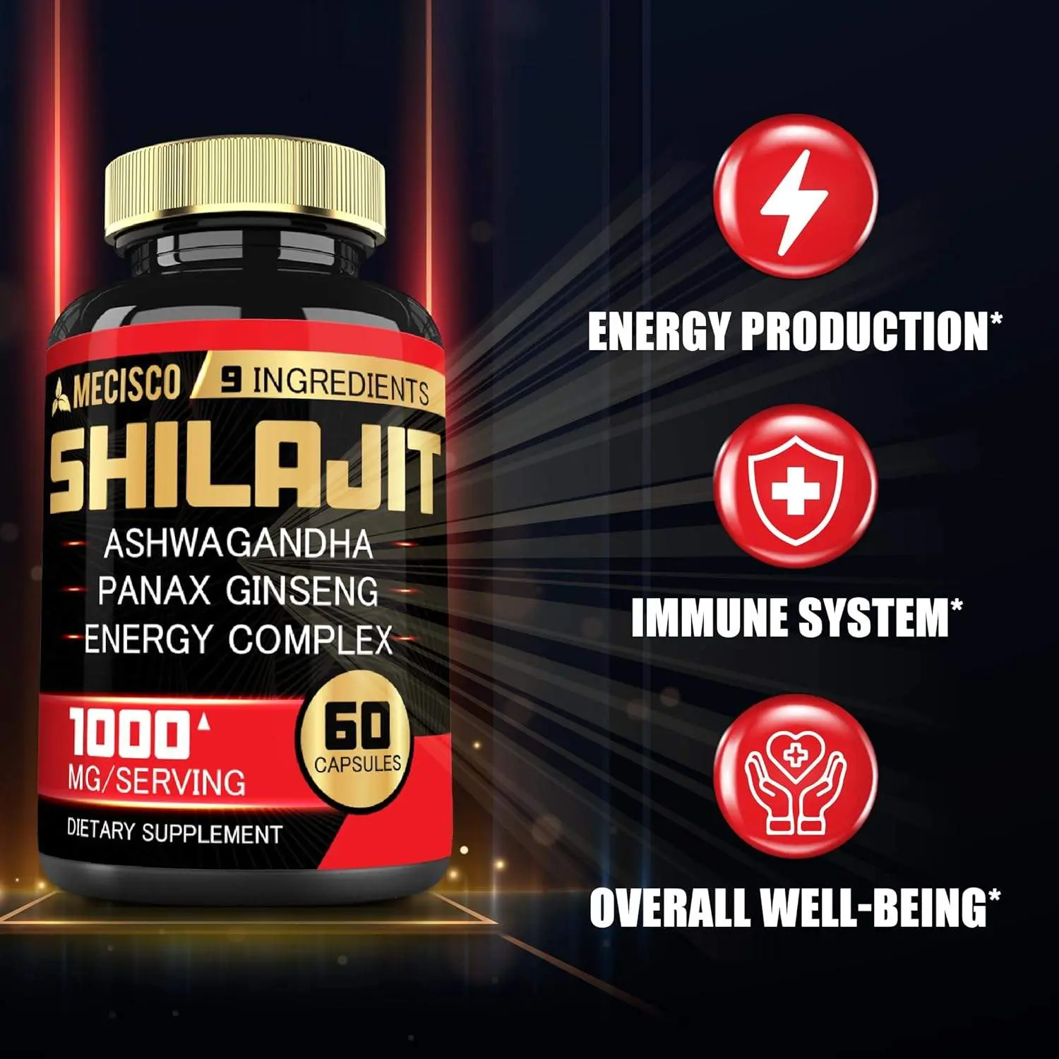 1000mg Shilajit Supplement with Ashwagandha