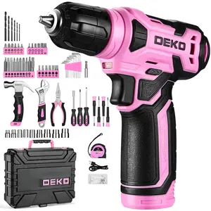 DEKO 8V Cordless Drill Set – 126-Piece Home Tool Kit With Storage Case, DIY Power Tools For Fence Work, Home Décor, Furniture Assembly & Everyday Repairs