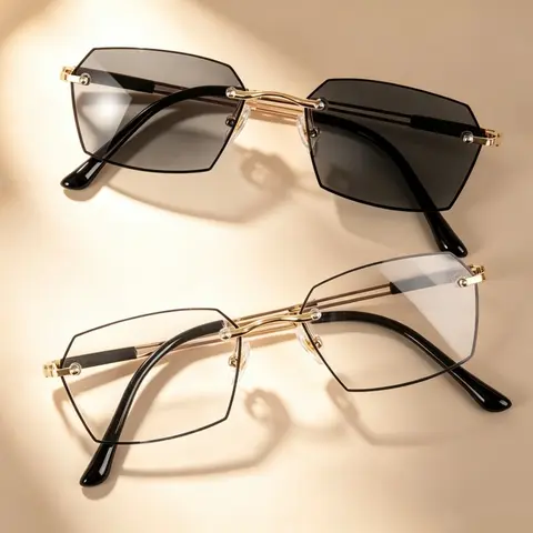 Photochromic reading glasses, rimless cut edge readers, anti blue light single vision eyeglasses, transition glasses for men women, lightweight comfortable reading glasses, 2026 upgraded reading eyewear sohochic Free gift: Glasses Case and Cleaning Cloth