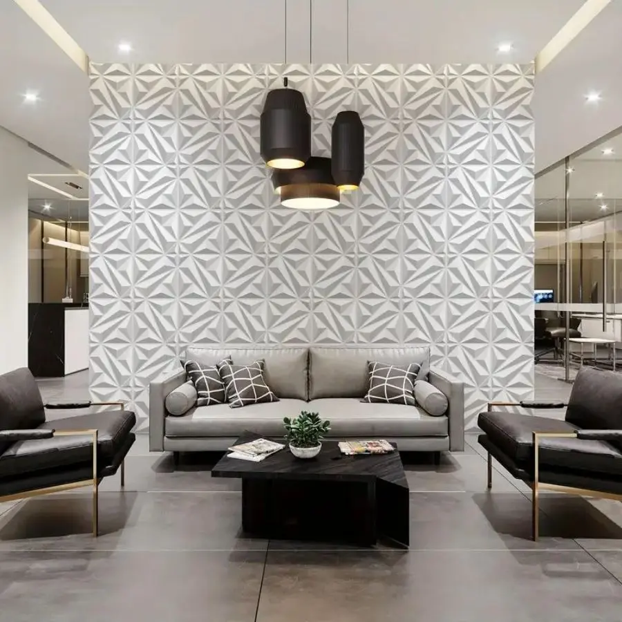 Aadesh 3D Wall Panel (Includes Roll of Mounting Tape), Interior Wall Decor, Geometric Texture Pattern for Living Room, Lobby, Bedroom, Hotel, Office, Game Room, TV Backdrop, 11.8 x 11.8 inches (Approx. 30 x 30 cm), White/Black/Pink/Gray