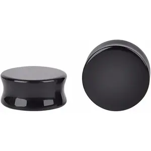 1 Pair  Obsidian Stone Double Flared  Tunnels Ear Plugs Gauges Stretcher Expander, 1/2"(12Mm)