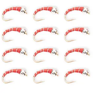 Floating Feather Supply Red Zebra Midge Fly 12 Pack – Trout Midge Size 18-22
