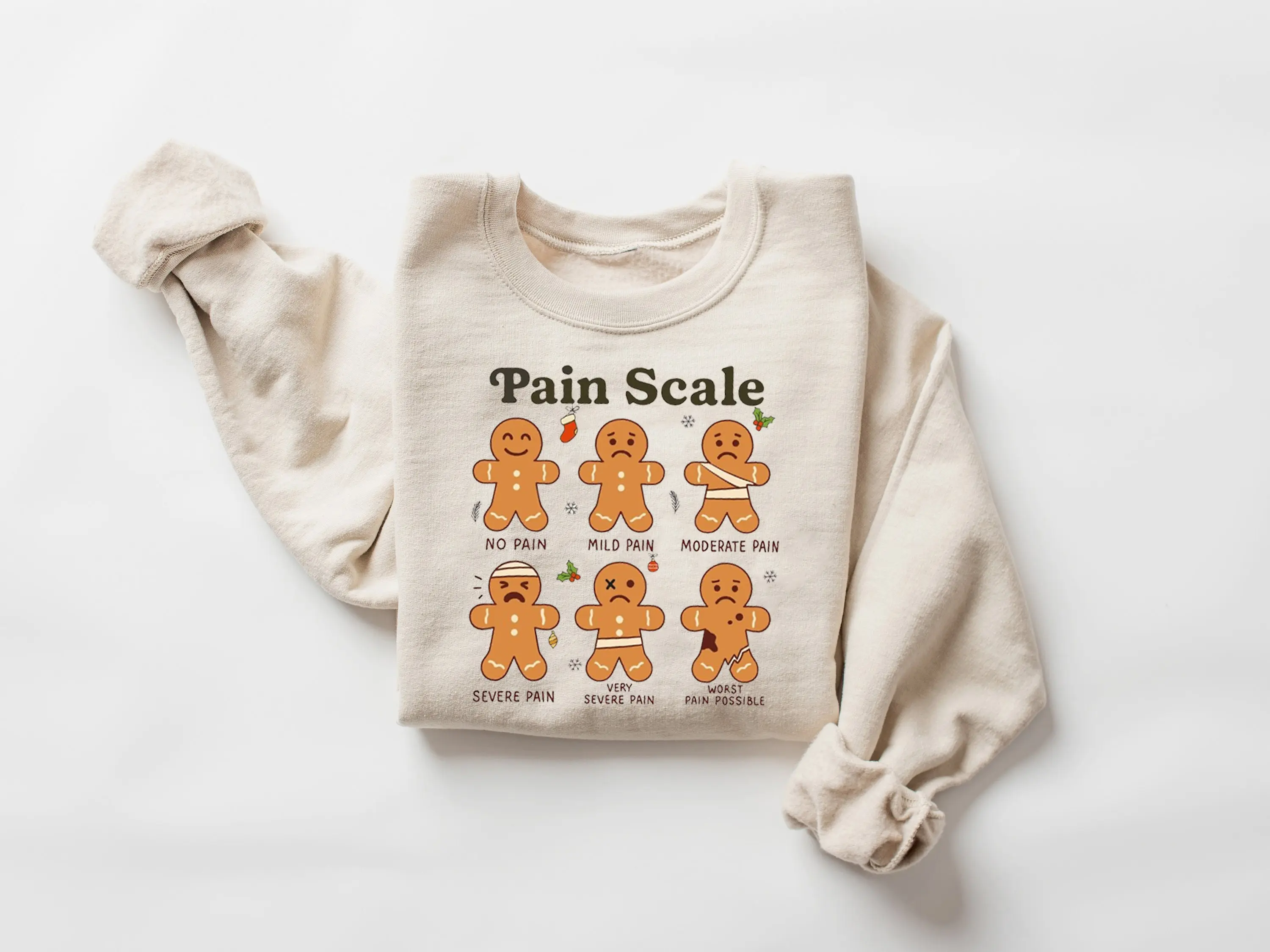 Funny Christmas Nurse Pain Scale Sweatshirt, Pain Scale Gingerbread Shirt, RN ER Nicu ICU Christmas Nurse Shirt, Christmas Cookies Crew, Christmas Gift for Nurse Medical Staff