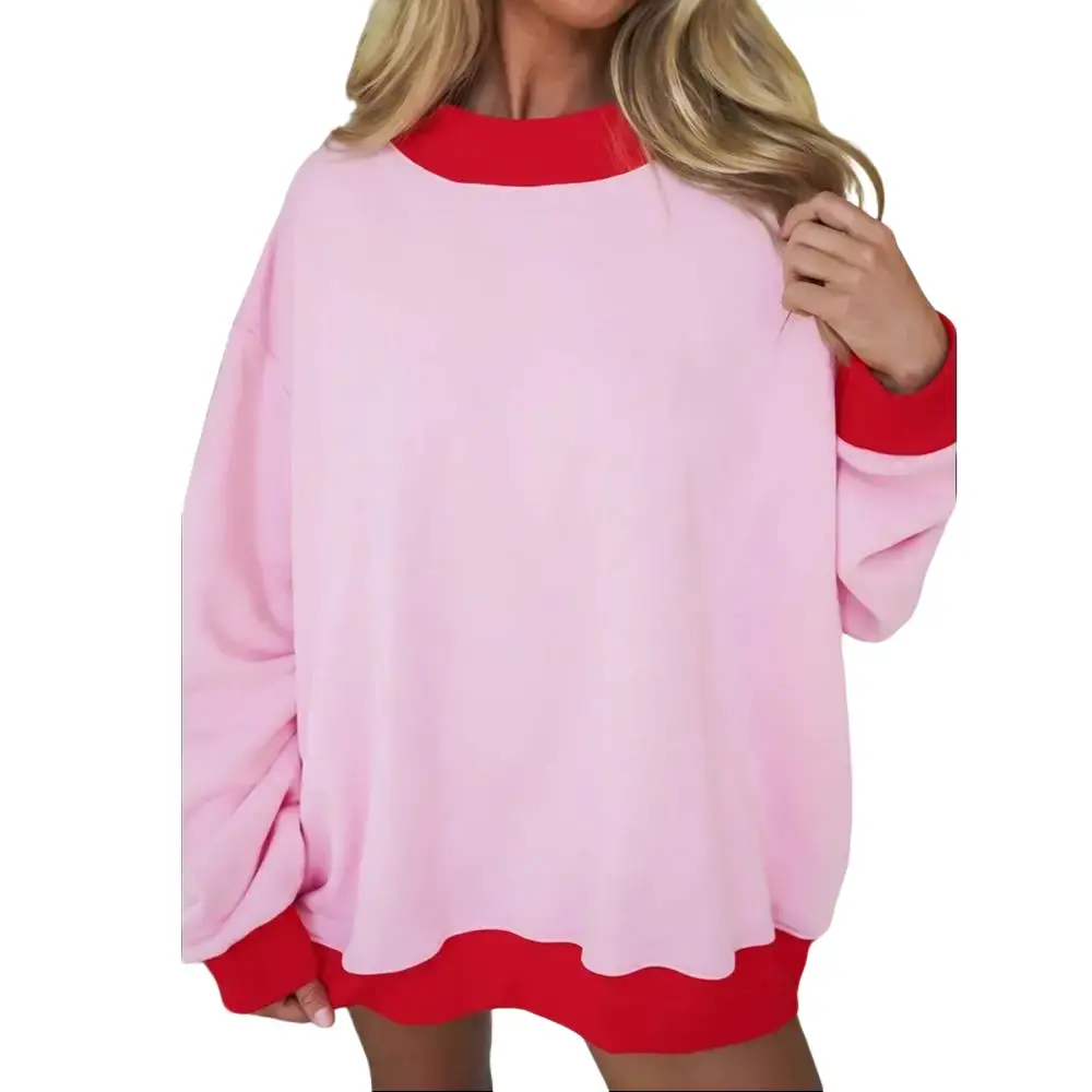 EncoLax Fall Pullover Sweatshirts for Women, Ribbed Mock Neck Color Block Sweatshirt, Loose Fit Casual Long Sleeve Tops for Autumn Daily Outfit