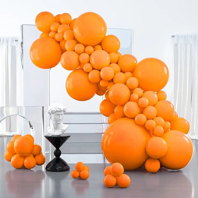PartyWoo Thick Rubber Round Orange Balloon Arch Kit, 127pcs Matte Decorative Balloons (36/18/12/10/5-in Sizes), for Birthday Theme, Festive Thanksgiving Decorations, Decorative Balloons Balloons