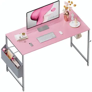 Pamray 47"Computer Desk with Storage Bag,Home Office Work Desk with Headphone Hook,Modern Metal Frame PC Desk.Easy Assembled.
