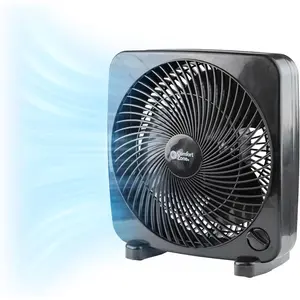 Comfort Zone Box Fan, 9 inch Portable Desk fan, Quiet 3 Speed Mini Fan for Bedroom, Electric Bedside Table Fan, Black