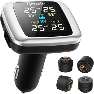 Tymate TM7 Tire Pressure Monitoring System, Wireless TPMS with 4 External Sensors & 6 Alarm Modes, Colorful Display, Real-time Tire Pressure Monitor System, Ideal for RV SUV MPV Truck Sedan (0-87 PSI)