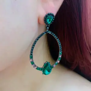 Yahzee Sparkling Dangle Hoop Earrings with Dark Zircon Accents | Mysterious Gothic Style | Exquisitely Luxurious | Uniquely Stylish | Suitable for Daily Wear and All Occasions | A Perfect Gift for Her