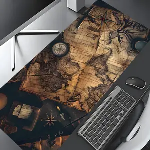 Vintage World Map Pattern Mouse Pad, 1 Count Rectangle Gaming Mouse Pad, Non-slip Rubber Base Mousepad, Office Desk Keyboard Mouse Mat for Home Office