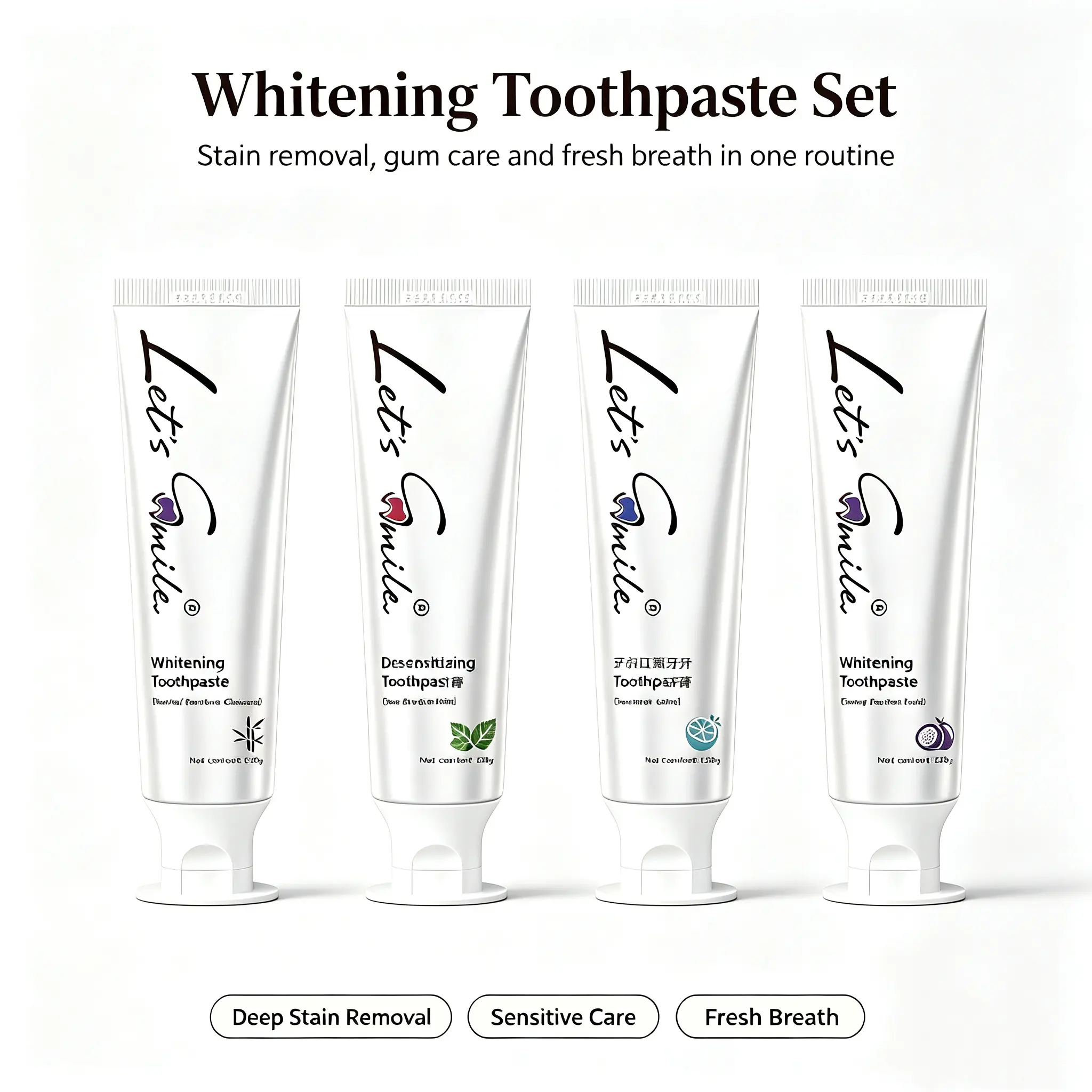 Whitening Toothpaste, Deep Surface Stain Removal, Gum Care & Fresh Breath, Gentle Desensitizing Oral Toothpaste for Daily Brushing