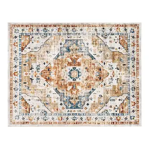 AMERLIFE 5' x 8'/6'x9' /7'x10'/9'x12' Wilton Collection Area Rug, Durable Low Pile Non-Slip Washable Rug for High Traffic Areas, Distressed Floral Pattern Vintage Rug for Living Room, Bedroom, Dining Room
