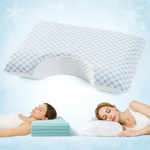 Side Sleeper Pillows for Adults - Adjustable 4 Layer Curved Pillow with  Support, Crescent Pillow for Side/ Sleeper, A Cool Cover CertiPUR- Memory  Side Sleeper Pillow