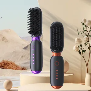 Wireless Electric Hair Straightening Comb, with Graphene Heating, Light Weight and Portable Ultra Long Battery Life Rapid Heating Up Anti Scalding Comb Teeth, for Daily Hair Care