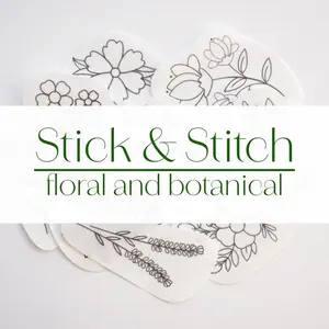 Stick & Stitch Embroidery Patterns - 10 Floral & 10 Botanical Designs on Water-Soluble Paper for Clothing Hats Tote Bags & More