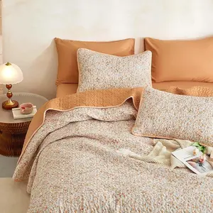 Floral Quilt Set, Cute Vintage Flower Cottagecore Shabby Chic for Women Teen Girls, Reversible Lightweight Bedspread Coverlet, 3 Pieces, Olive Green, Queen/Full Size Pattern Duvet Cover bag seersucker bed Tree Organic Cotton Percale Sheet Christmas picnic