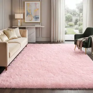 BLIOWL Summer Pink Fluffy Shaggy Area Rug - Soft Non-Slip Plush Thick Floor Mat, Rugs for Living Room, Festive Indoor Party Home Decor