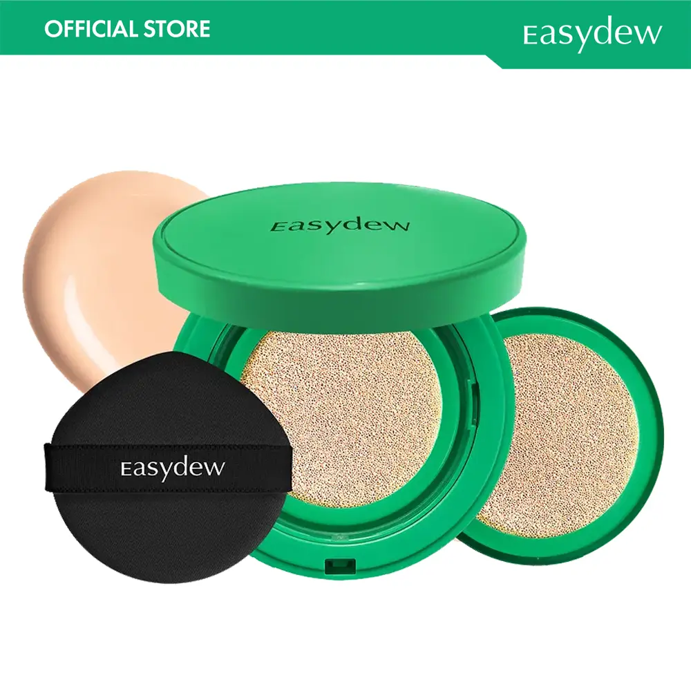 [Easydew] EGF 1+1 Ampoule Cushion Set - Mela B Toning Ampoule Cushion and Refill - Official Product 2-in-1 Korean Skincare & Beauty Makeup with EGF & Niacinamide  - Smooth Full Dark Spot Coverage Foundation - 10 Shades Available - Olive Young
