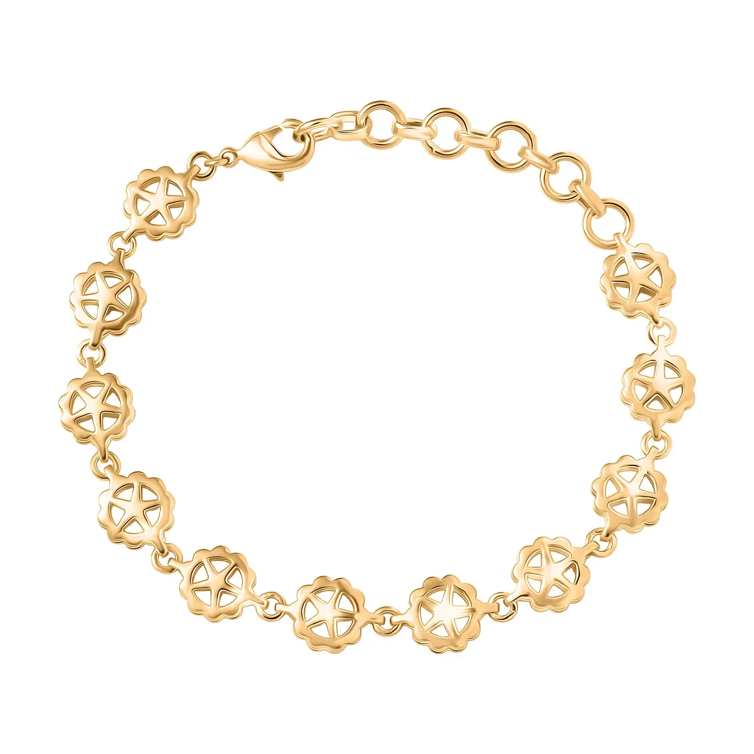 EverTrue Bronzella Collection Medallion Bloom Bracelet in 18K YG Plated Bronze (6.50-8.0In)