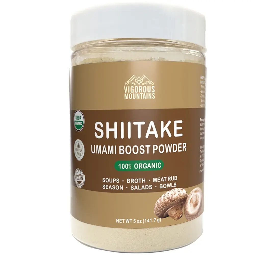 Shiitake Mushroom Powder Organic, 100% Natural Umami Seasoning 5 oz, Stronger Mushroom Powder for Cooking No Salt No MSG