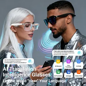 F60ai Smart Translation Glasses Bluetooth-compatible Calling Music Playback Voice Assistant Remote Photography a Translation Use Cases Driving Cycling Hiking Fishing Travel Business Daily Wearable Smart Glasses Wireless Audio Glasses Smart Eyewear